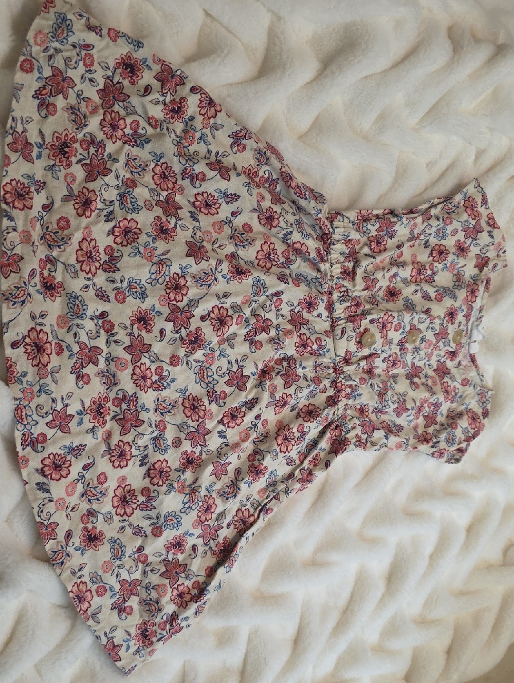 GAP Floral Button-Up Dress in Cream, Pink and Blue